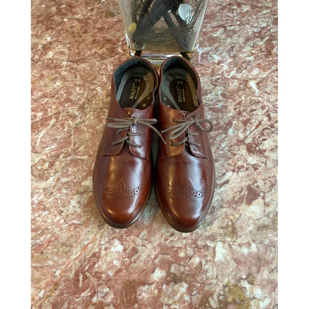 New Naot Footwear Lako Brown Leather Wingtip Lace Up Oxford Size 40/ US 9, $195